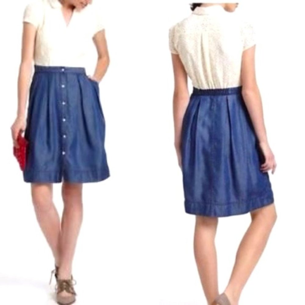 Anthropologie HD in Paris Chambray and Lace shirt dress, Size 10